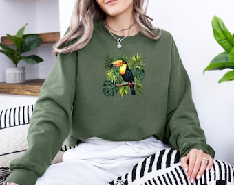 Toucan Crewneck Sweatshirt: Tropical Jungle Bird, Nature Lover Gift