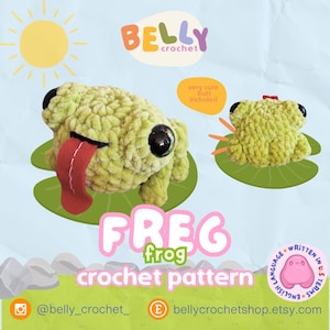 DIGITAL DOWNLOAD - Freg Happy Silly Cute Frog Amigurumi Häkelanleitung