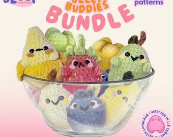 Digital download- 6 PATTERN BUNDLE Fruity Belly Buddies Amigurumi Crochet Patterns