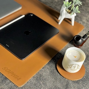 Leather Desk Mat, Mouse Pad, Father&#39;s Day Gift, Handmade Custom Desk Pad, Table Runner, Office Decor, Personalized Leather Desk Pad