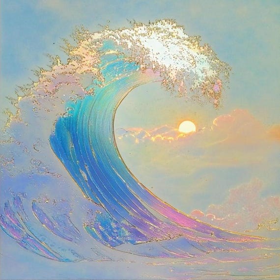Rainbow Ocean Wave Painting