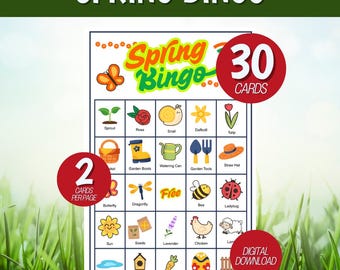 Juego de bingo con temática primaveral para niños: actividad imprimible para aulas, fiestas y diversión familiar.