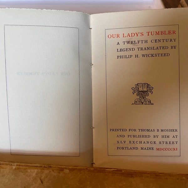 Our Lady's Tumbler published by Thomas Mosher 1911