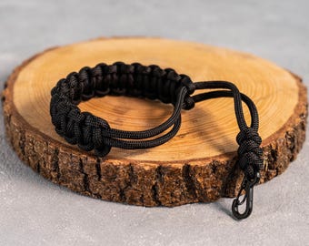 Short Quick Release Camera Rope, Wrist Strap for SLR, DSLR Cameras, Full Black Design, Handmade, Sturdy, High Quality Rope Camera Strap