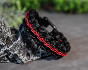 Paracord Bracelet with Black Adjustable Shackle, Paracord Survival Bracelet for Men, Army Bracelet with Cord, Sailing Rope, Army Style