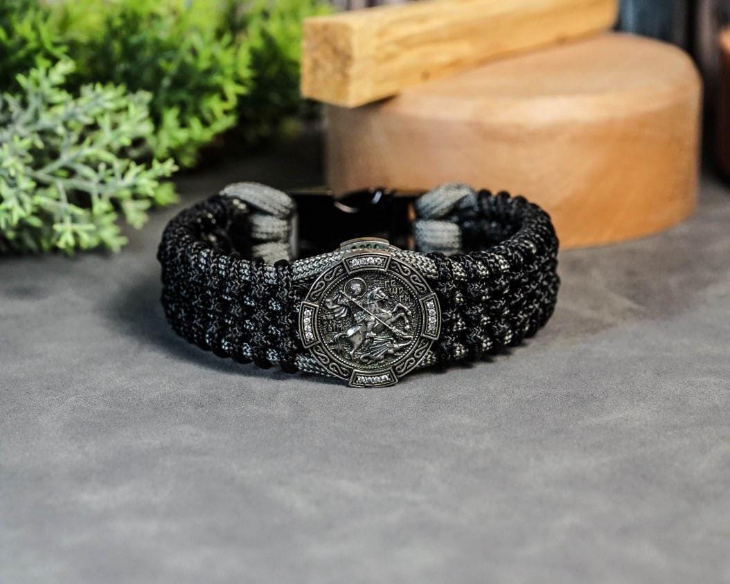 Paracord Bracelet with Saint George the Victorious, Catholic Saint Bracelet, Orthodox Bracelet, Protection Bracelet for Men & Women