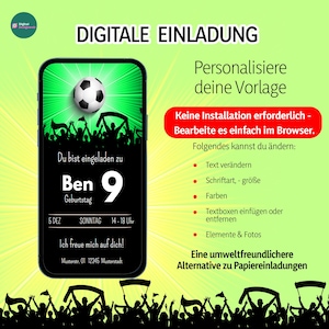 Digitale Einladung Kindergeburtstag, personalisierbare E-Card WhatsApp Einladung, Geburtstagseinladung Handy, Vorlage Canva