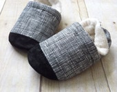 Soft Soled Baby Shoes - Black Crosshatch 0-6 or 6-12 months