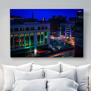 Detroit Opera House Photo, Night Scene, Colorful City Lights Fine Art Print
