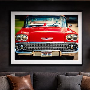Vintage Red Car Print: Detroit Woodward Dream Cruise Photograph Print