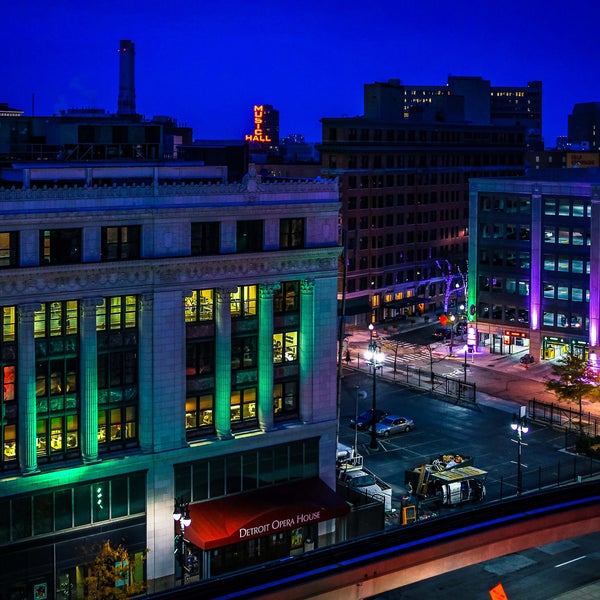 Detroit Opera House at Night Fine Art Photograph by Detroit Photographer Janna Coumoundouros