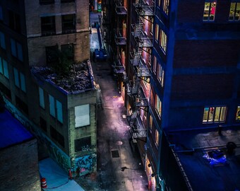 Gotham Detroit Alley at Night Fine Art Photograph Print