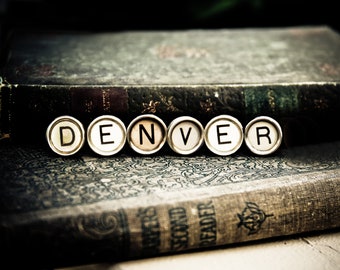 DENVER Vintage Typewriter Keys Fine Art Photographic Print by Detroit Photographer Janna Coumoundouros Lilacpop Colorado