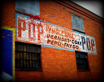 Faygo Vernors Pepsi Soda Pop Sign Brick Wall Eastern Market Detroit Fine Art Photography Print