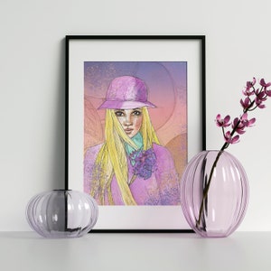 Woman In Purple by Janna Coumoundouros Open Edition Illustration Print image 2