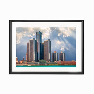 Renaissance Center Photograph - Detroit Downtown Skyline Print