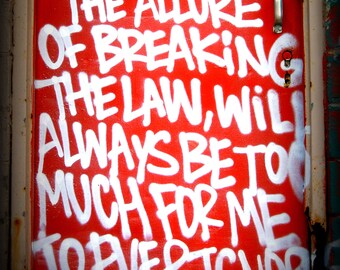 Breaking the Law Graffiti Door in Detroit Fine Art Photography Print Attorney Lawyer Judge Gift