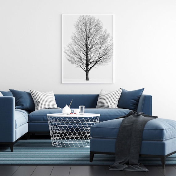 Landscape Black and White, Winter Tree, Fine Art Photographic Print on Metallic Paper