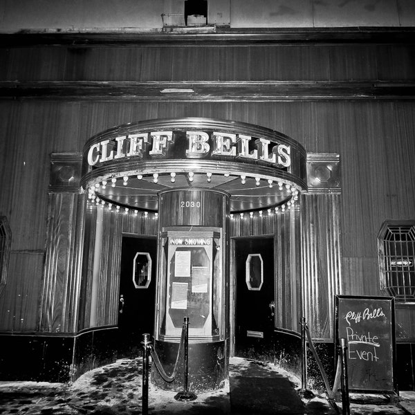 Cliff Bells Jazz Club Detroit Black and White Fine Art Photograph Print by Photographer Janna Coumoundouros