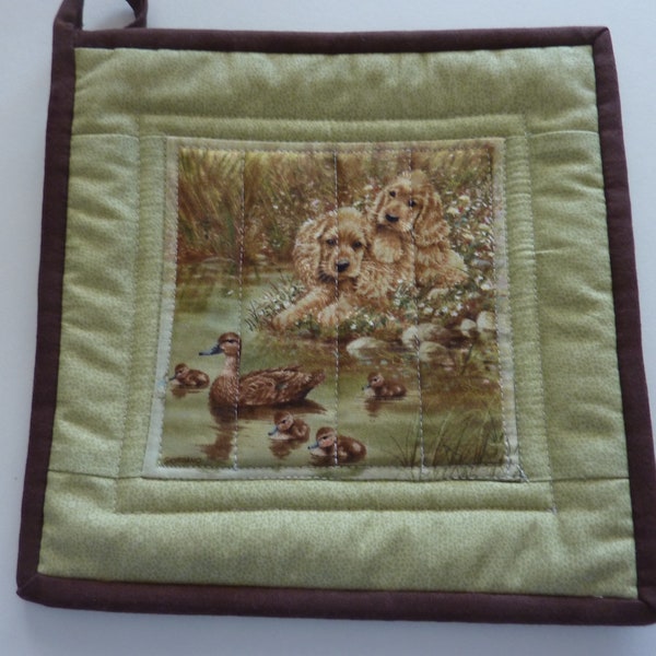 Puppies and Ducks Large Potholder