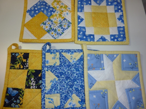 Blue and Yellow Pot Holder Collection 