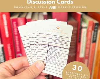 Book Club Conversation Cards Printable, 30 Book Club Discussion Cards, Book Club Conversation Starters, Book Club Prompts and Question Guide