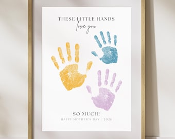 These Little Hands Mothers Day Handprint Art Printable, Kids Mothers Day Gift Handprint Craft, Preschool Mothers Day Craft Handprints
