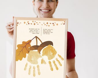 どんぐりの手形アート、秋の手形クラフト、幼児の手形記念品、小さな