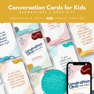 Cartões de conversação para crianças, perguntas de conversação digitais para crianças e pais, iniciadores de conversas em família, perguntas para quebrar o gelo em conversas à mesa