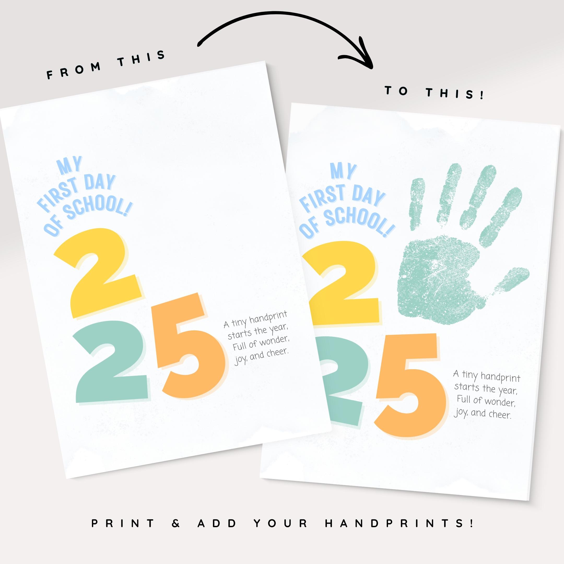 My First Day of School Handprint, First Day of Kindergarten Handprint ...