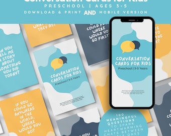 Preschool Kids Conversation Cards, Family Conversation Starters, Kids Conversation Card Games, Communication Icebreaker Questions Printable