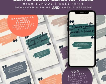 100 carte per avviare conversazioni con gli adolescenti, spunti di conversazione per ragazzi, carte stampabili per avviare conversazioni con adolescenti e famiglie, carte rompighiaccio per adolescenti
