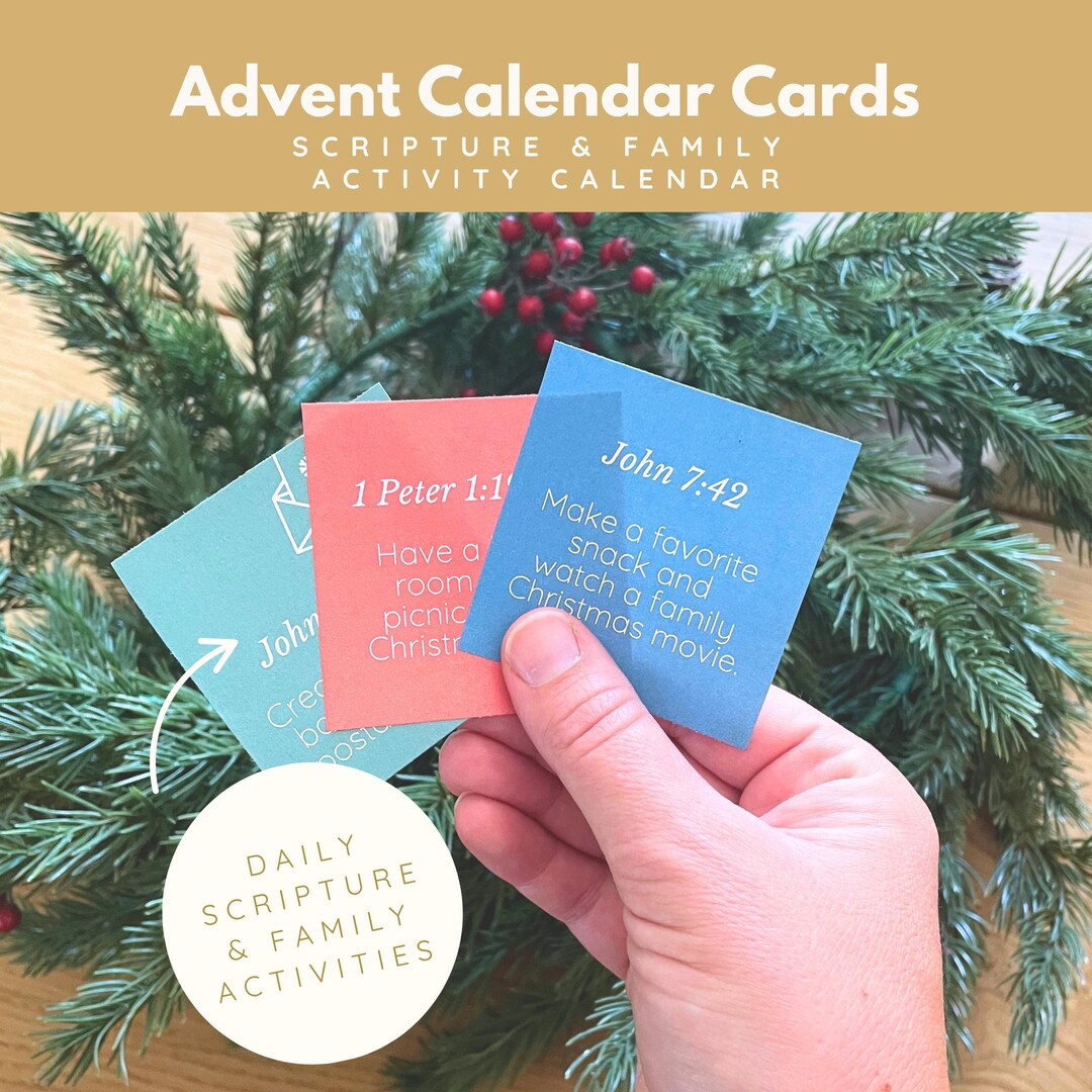 Advent Scripture Cards for Kids, Christmas Advent Calendar Activity ...