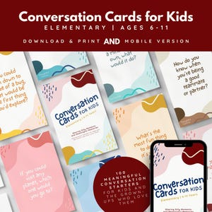 Afdrukbare gesprekskaarten voor kinderen, starters voor gezinsgesprekken, gesprekskaartspellen voor kinderen, communicatievragen Icebreaker-communicatie afdrukbaar