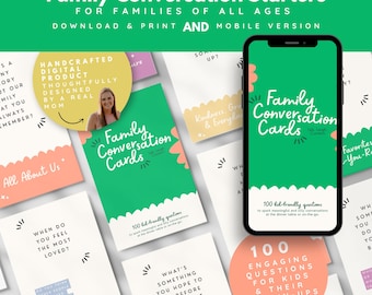 100 Conversation Starters for Family, Family Dinner Conversation Cards Printable, Family Conversation Cards Kids, Family Connection Cards
