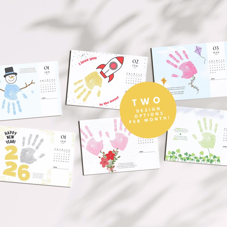 Preschool Handprint Calendar Template, DIY Calendar for Kids Baby ...