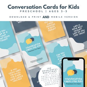 Iniciadores de conversa para crianças, cartões de conversa para crianças, perguntas para quebrar o gelo em conversas à mesa, perguntas para conversas digitais para crianças e pais