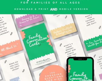 100 Conversation Starters for Family, Family Dinner Conversation Cards Printable, Family Conversation Cards Kids, Family Connection Cards