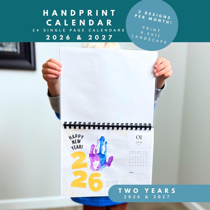 2026 Handprint Calendar Craft Printable, DIY Calendar for Kids Baby ...