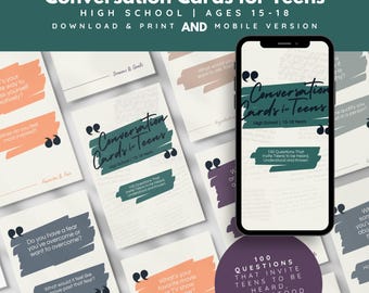 100 spunti di conversazione per adolescenti, biglietti di inizio conversazione stampabili per adolescenti e famiglia, biglietti di conversazione per adolescenti, biglietti rompighiaccio per adolescenti