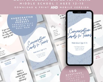 100 spunti di conversazione per preadolescenti, carte stampabili per avviare conversazioni per adolescenti e famiglie, carte rompighiaccio per adolescenti, carte per la conversazione per adolescenti