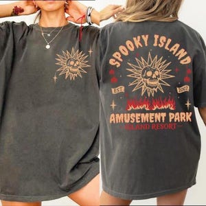 Comfort Colors Spooky Island Tee, Retro Halloween Movie Shirt, Disco Skull T-Shirt, 90s Nostalgia Halloween, Summer Spooky Shirt, Summer Tee