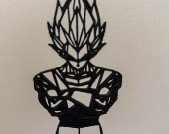 Geometrische Vegeta-figuur: minimalistisch low-poly Dragon Ball-decor