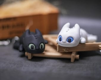Flexi Baby Dragon-sleutelhanger Duo: Toothless & Light Fury
