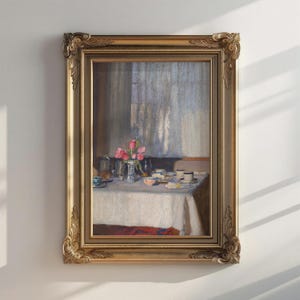 The Breakfast Table by Sir George Clausen | Still Life Painting,  Breakfast, Food, Vintage Art Print, Antique Oil Painting, Digital Download