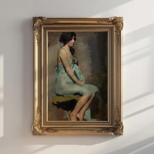 Study of a Seated Woman (1909) by Alice Pike Barney | Figurative | Vintage Art Print, Antique Oil Painting | Digital Download