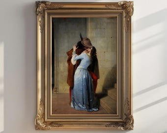 The Kiss (1859)  by Francesco Hayez | Italian Romanticism | Vintage Art Print, Antique Oil Painting | Digital Download