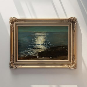 Moonlight on the Sea by Frederick Judd Waugh | Landscape | Marine, Vintage Art Print, Classical Art, Antique Oil Painting | Digital Download
