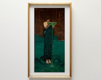 Circe Invidiosa (1892) by John William Waterhouse | Mythology | Pre-Raphaelite | Vintage Art Print, Antique Oil Painting | Digital Download