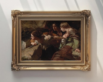 Courage, Anxiety and Despair, Watching the Battle by James Sant | Movement | Vintage Art Print, Antique Oil Painting | Digital Download